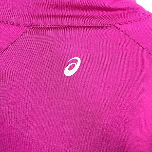 Asics Womens M Athletic Layering Jacket Zip Front Thumb Holes Pink Long Sleeve