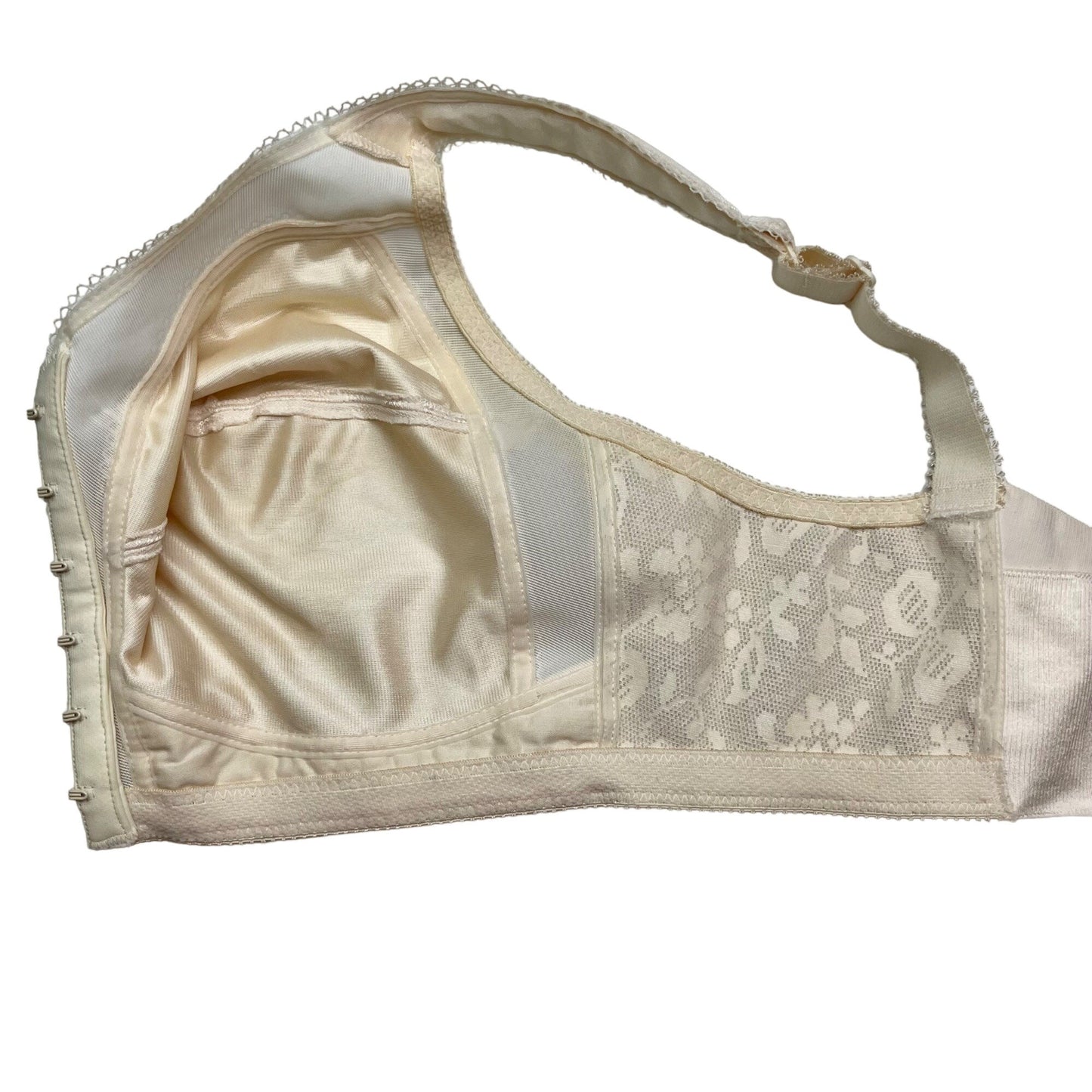 Playtex 36DD Cream Comfort Strap Full Coverage Bra Front Closure Floral