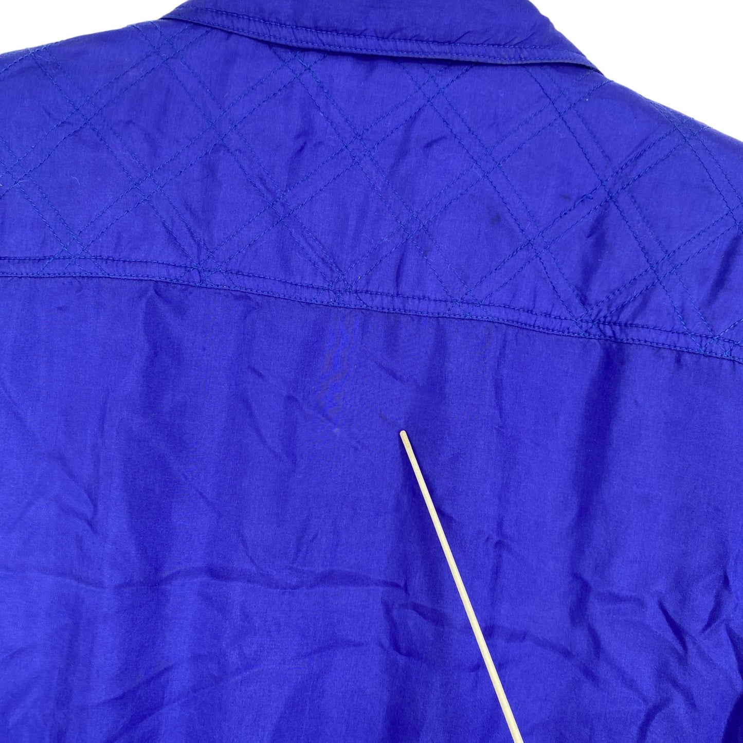 Vintage Lavon Womens L Royal Blue Silk Full Zip Jacket Front Pockets Collar 90s