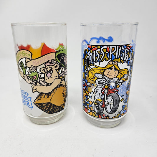 Vintage 1981 McDonalds THE GREAT MUPPET CAPER Drinking Glasses Miss Piggy Kermit