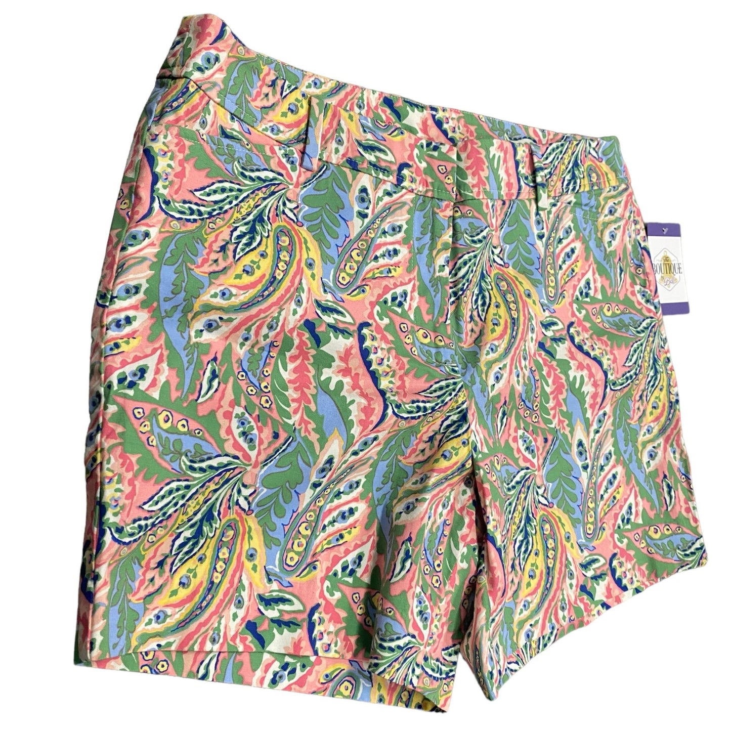 Talbots 12 Petite Perfect Short 6" Inseam Botanical Paisley Pockets Stretch