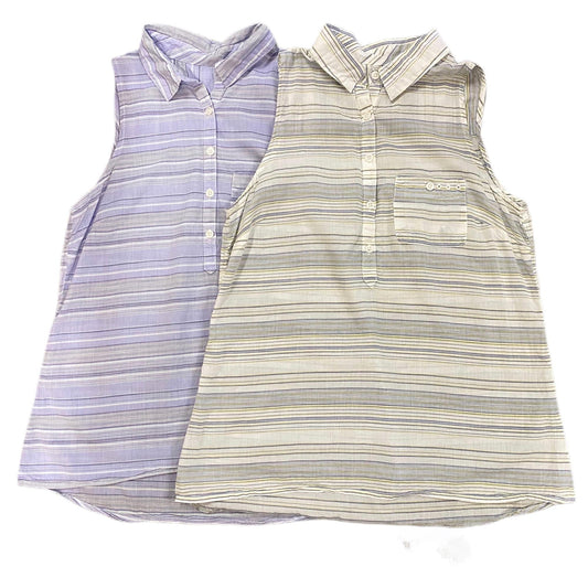 Columbia PFG XS Striped Tank Lot of 2 Blue White Striped Sleeveless Collared