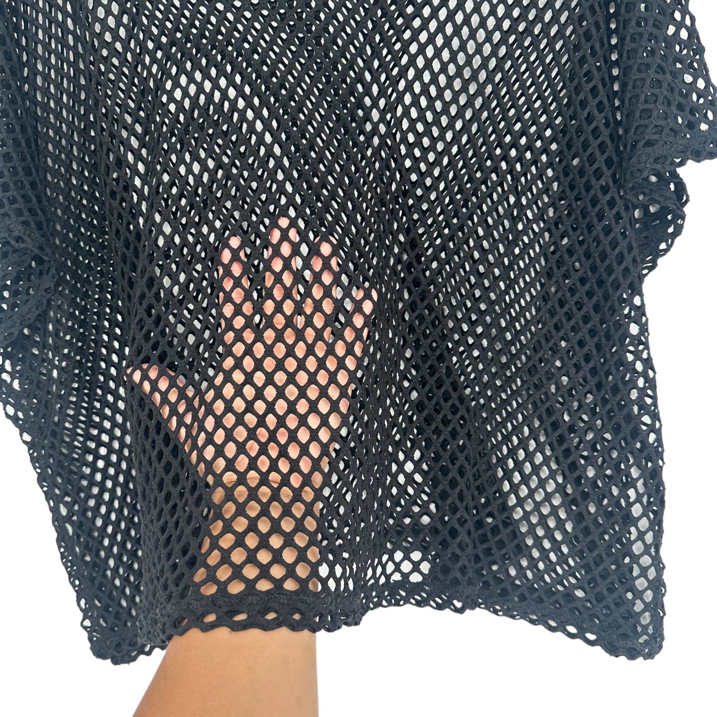 Trendy Womens Black Mesh Shirt Cover Up Rave Top Dolman Sleeve