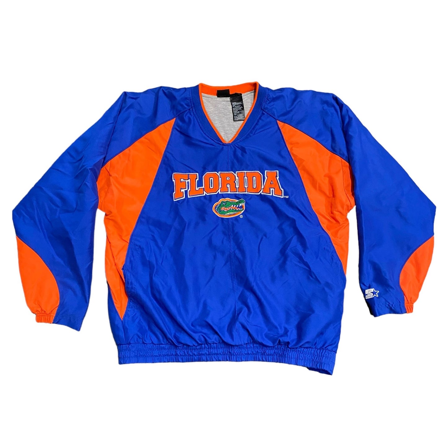 Vintage STARTER Florida Gators Jacket Mens L Vneck Windbreaker Pullover Lined