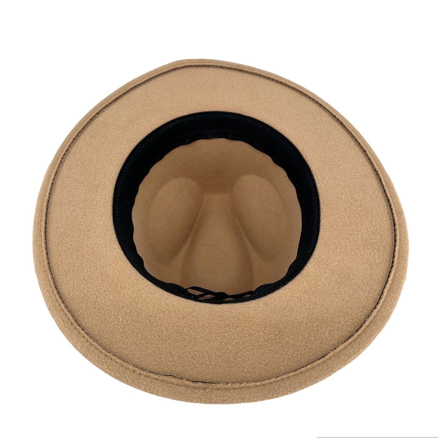 Womens Tan Fedora Belt Accent Wide Brim Fashion Urban Cowgirl Hat Accessories