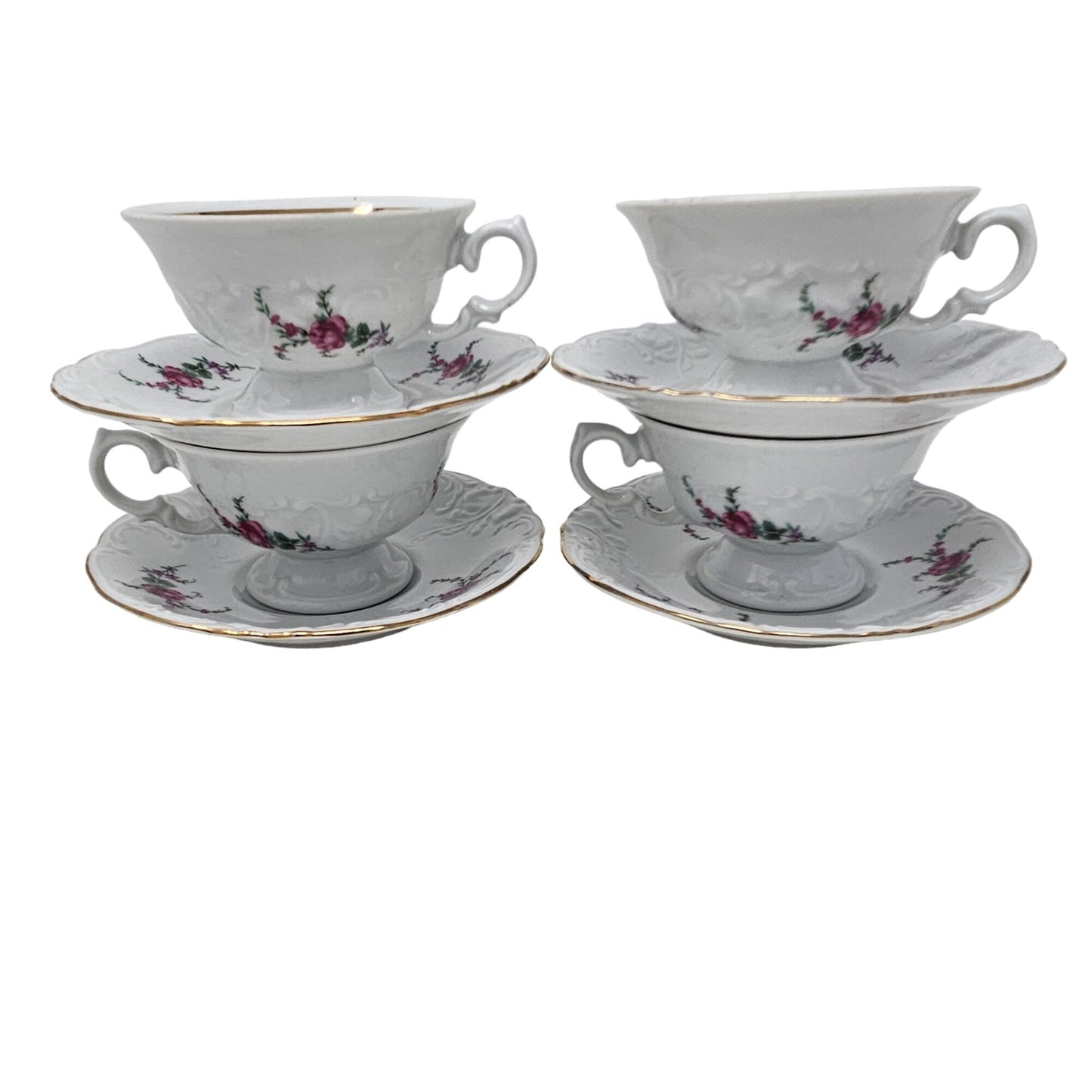 Vintage Wawel Vienna Royal Collection Tea Cup and Saucer Set of 4 Made in Poland