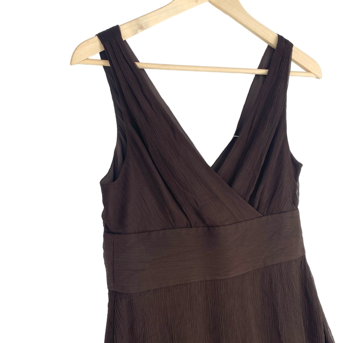 NWT J Crew Womens 10 Brown Silk Chiffon Dress Sleeveless Knee Length Vneck