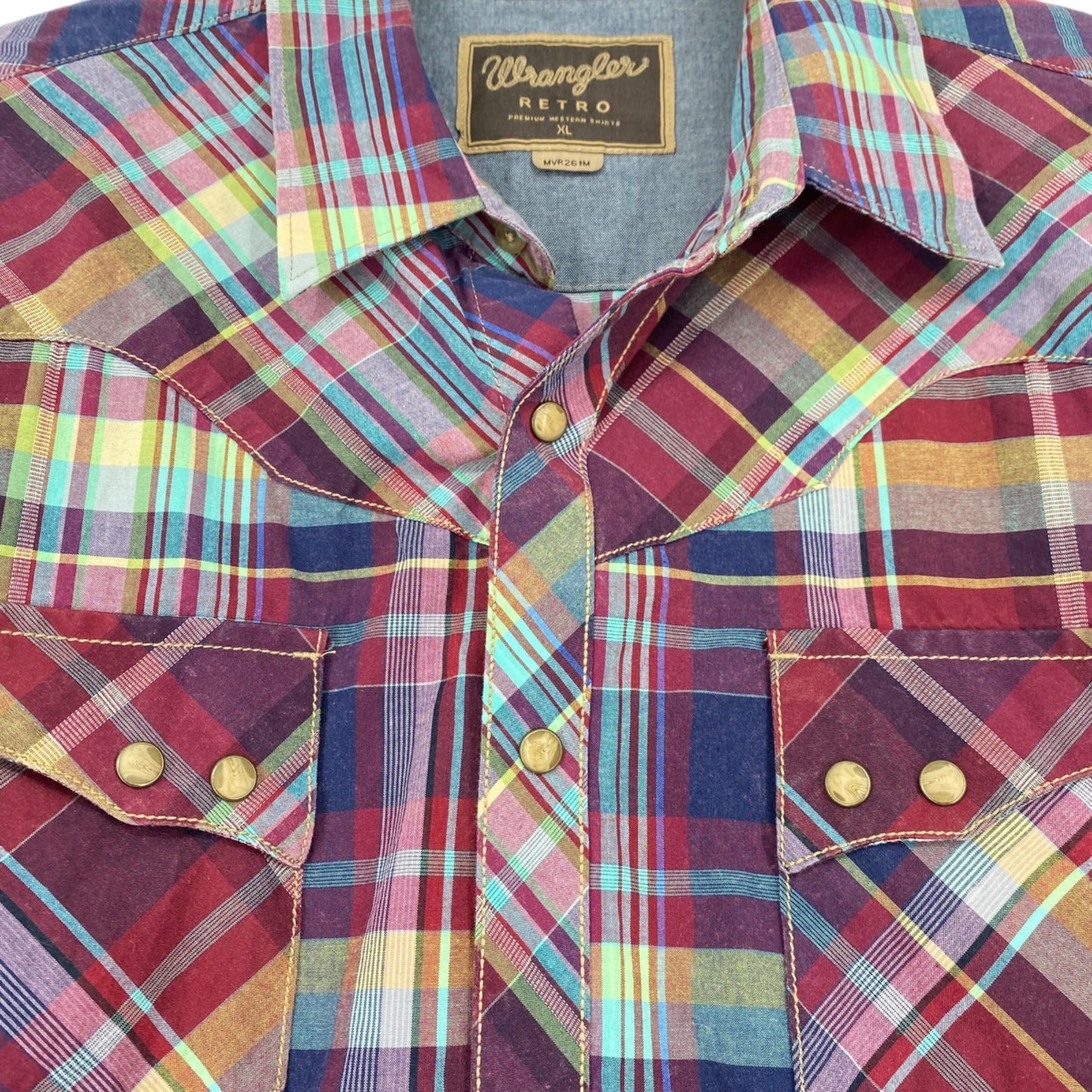 Wrangler Retro XL Plaid Pearl Snap Button Down MVR261M Long Sleeve Cowboy Rodeo