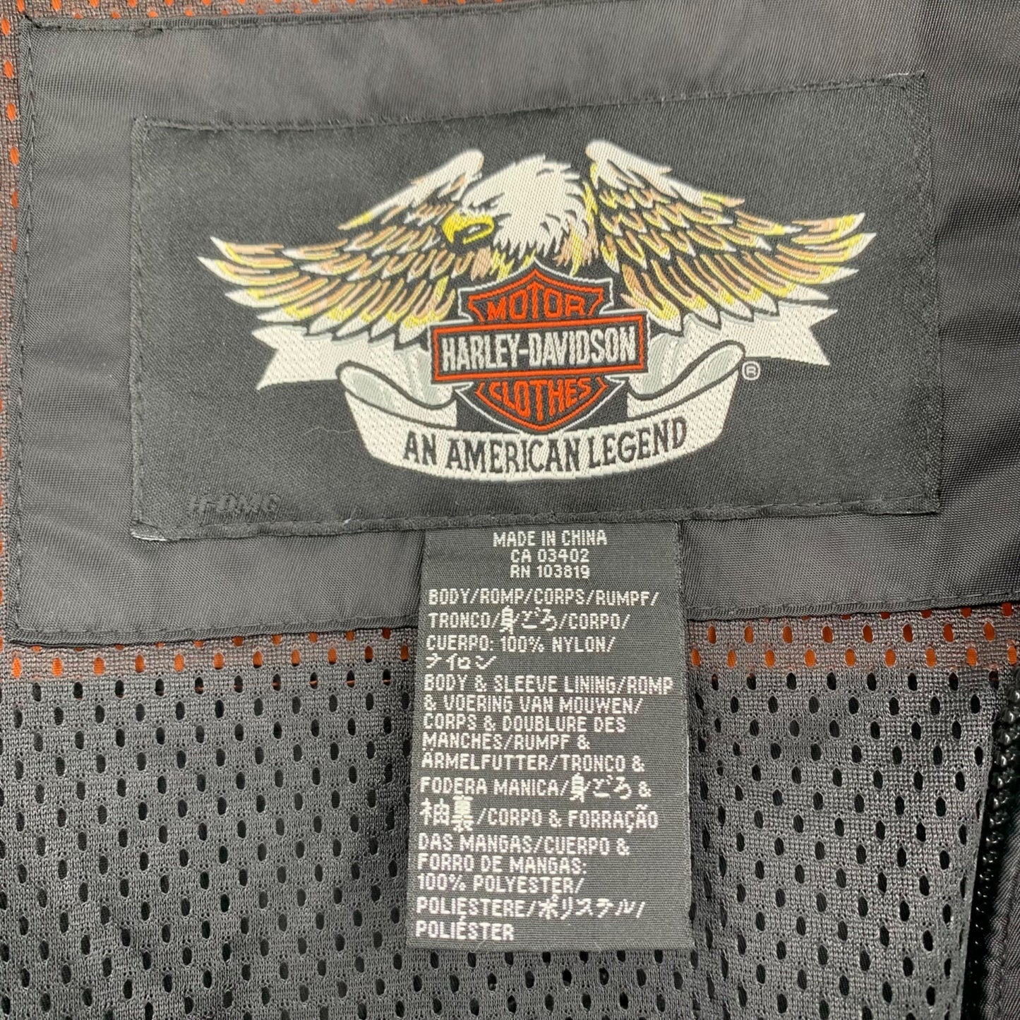 Harley Davidson 3XL Tall Racing Jacket Black Orange Bomber Bar Shield RN 103819