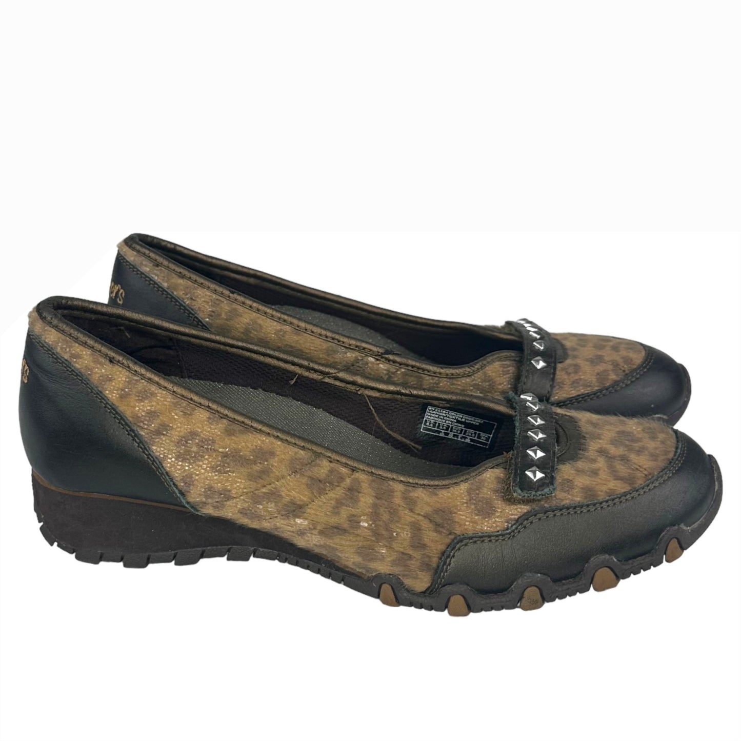 Sketchers Womens 6.5 Brown Leather Slip On Wedges Animal Print Calf Hair SN21184