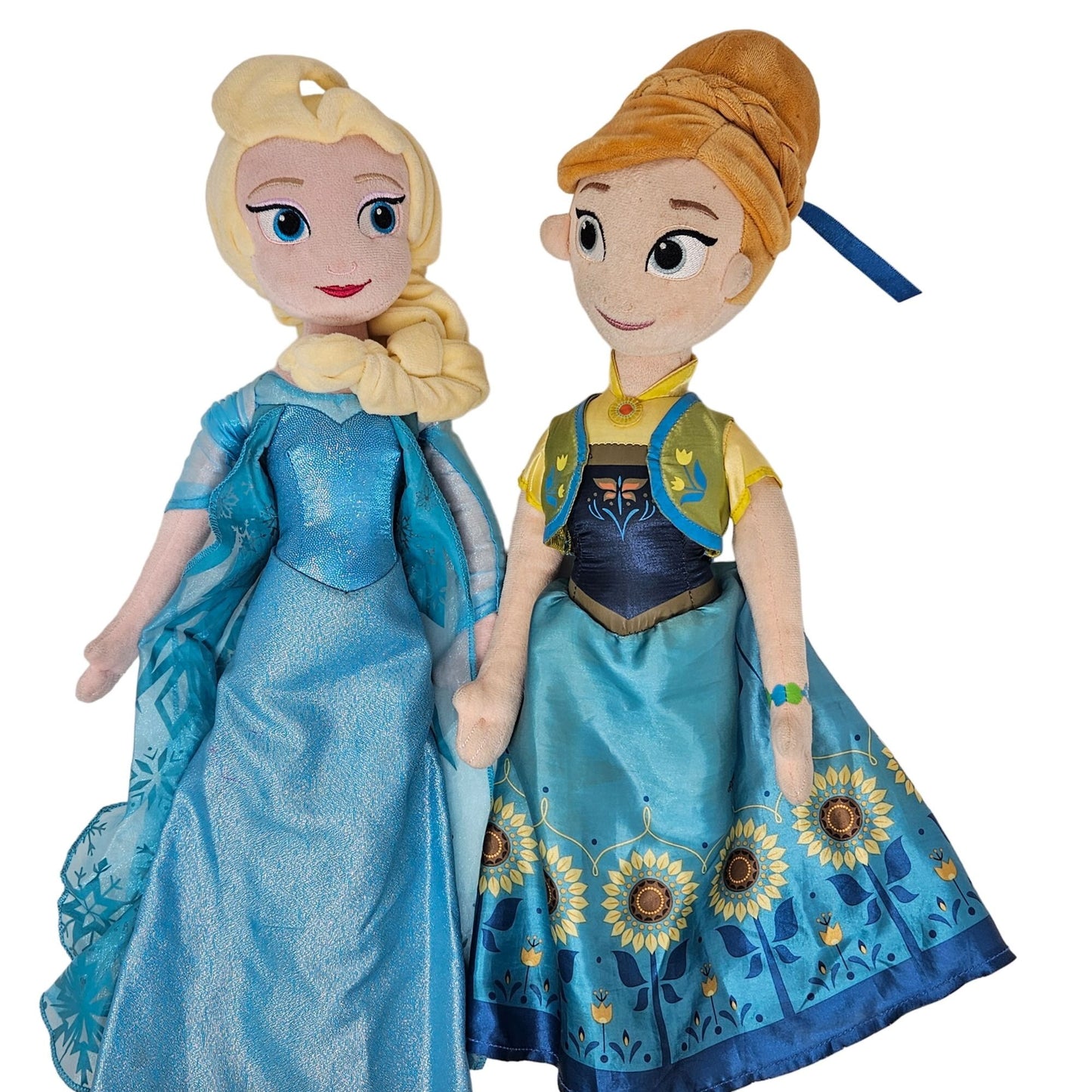 Disney Store Frozens Princess Elsa and Anna 20" Plush Doll Stuffed Toy Lot of 2