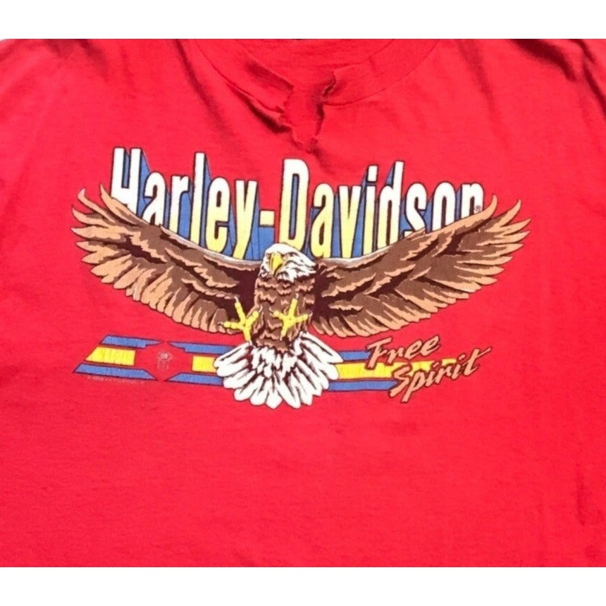 Vintage XL Red Harley Davidson Free Spirit Eagle Michaels Cycle Service JAX FLA