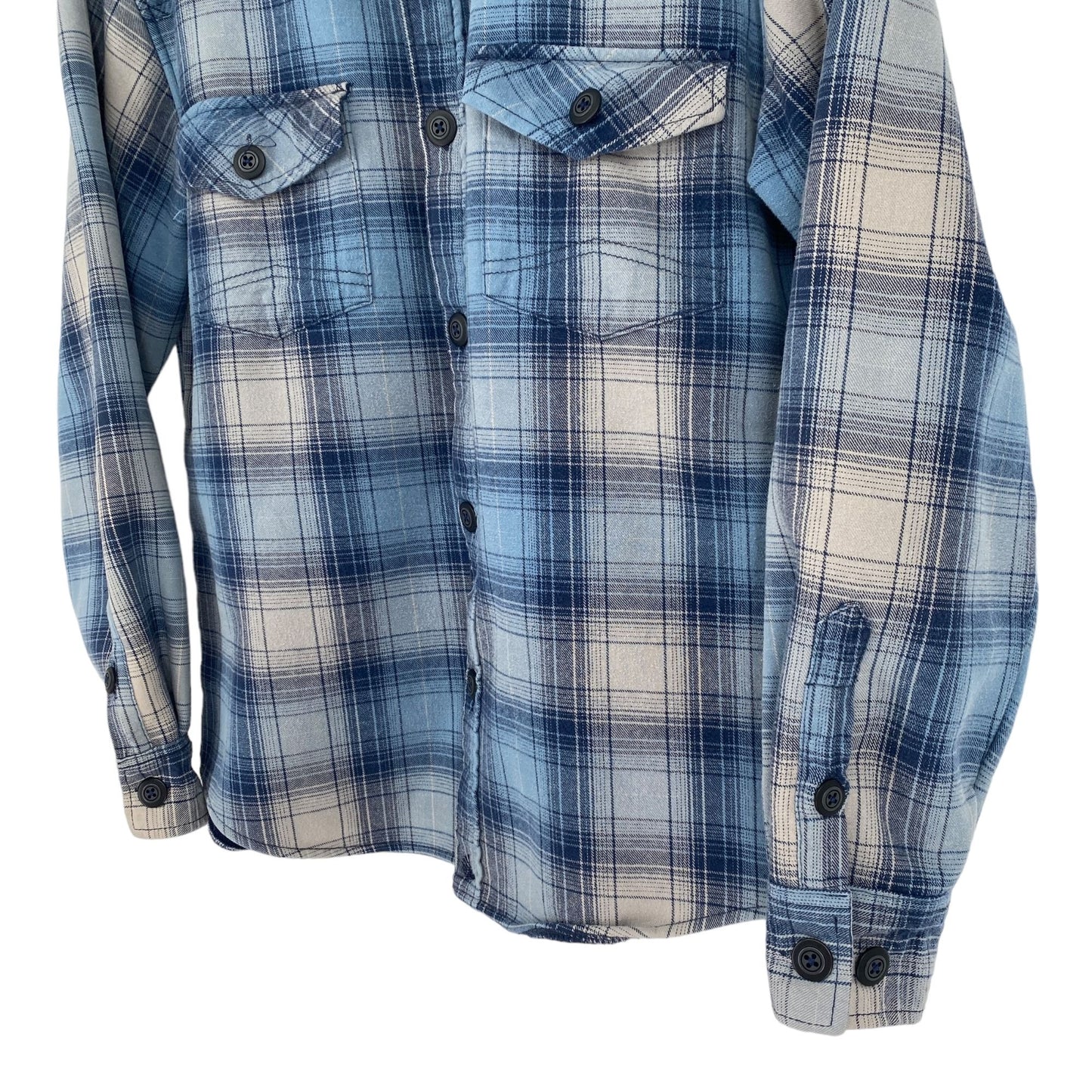 Cody James Mens S Blue Plaid Jacket Shacket Lined Collared Front Button Western