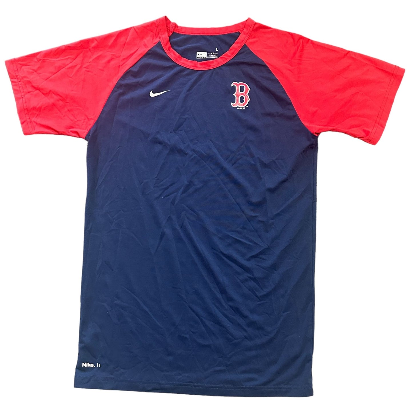 Nike Youth L Boston Red Sox Baseball Performance Tshirt Short Sleeve Blue Red