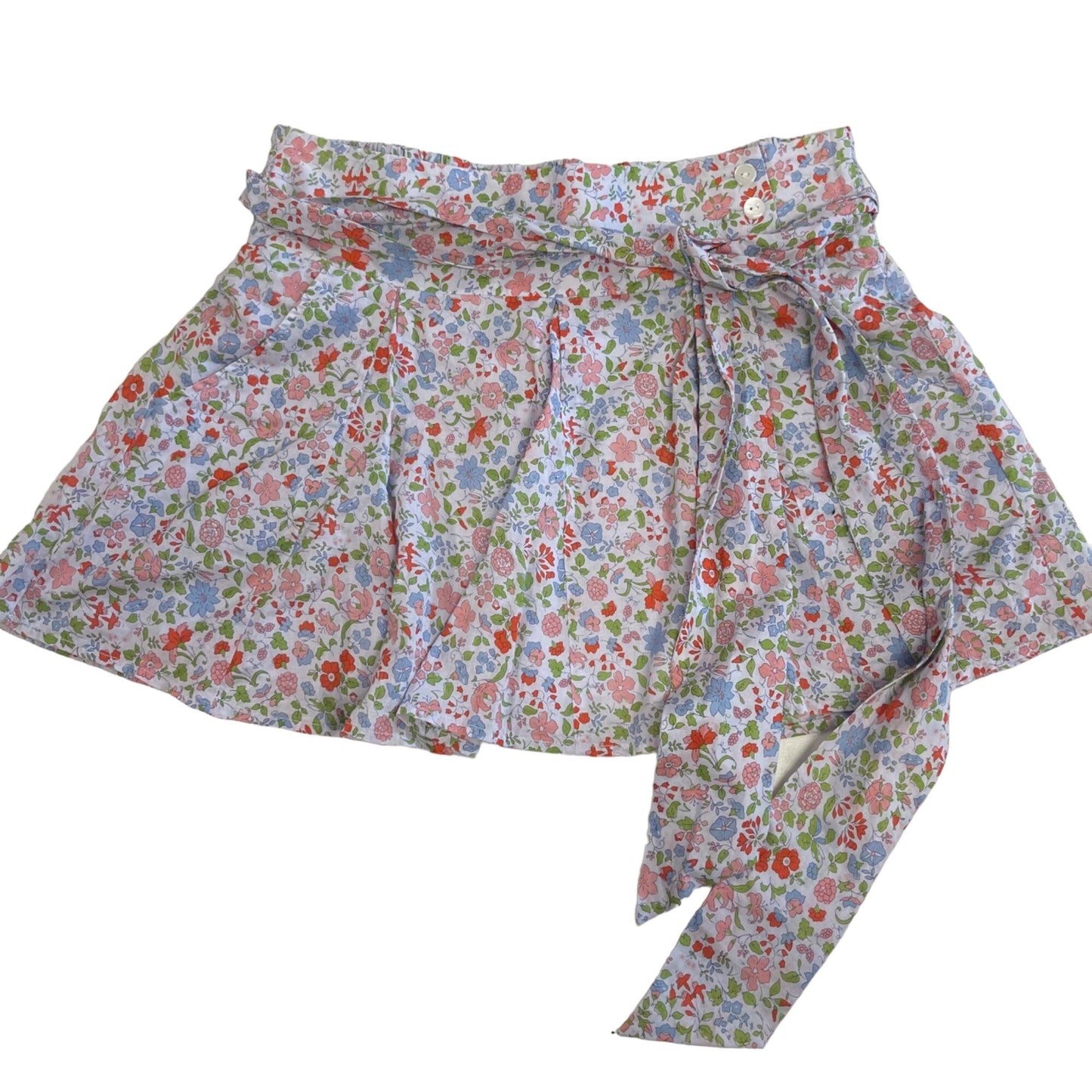 AEO S Floral Mini Skirt Elastic Smocked Waist Pockets Button Detail High Waist