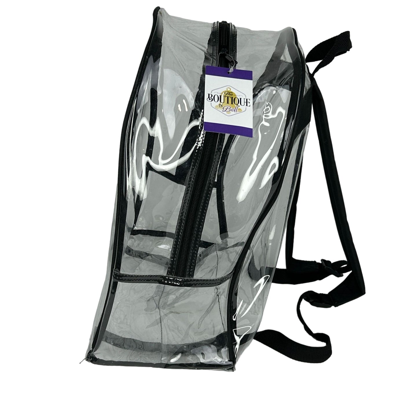 Clear Waterproof Backpack Security Approved Bookbag Black Trim Vinyl PVC