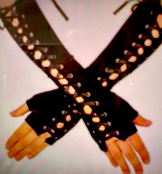 Goth Lace Up Fingerless Arm Warmer Medieval Vampire