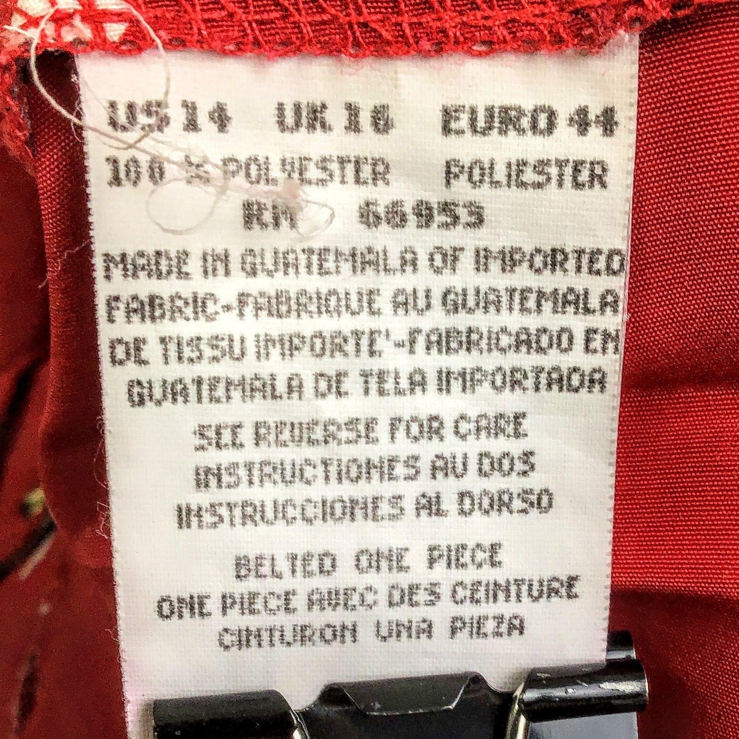 Vtg Leslie Fay Dresses Heart Print Midi Dress 14 Belted Short Sleeve Red 80s