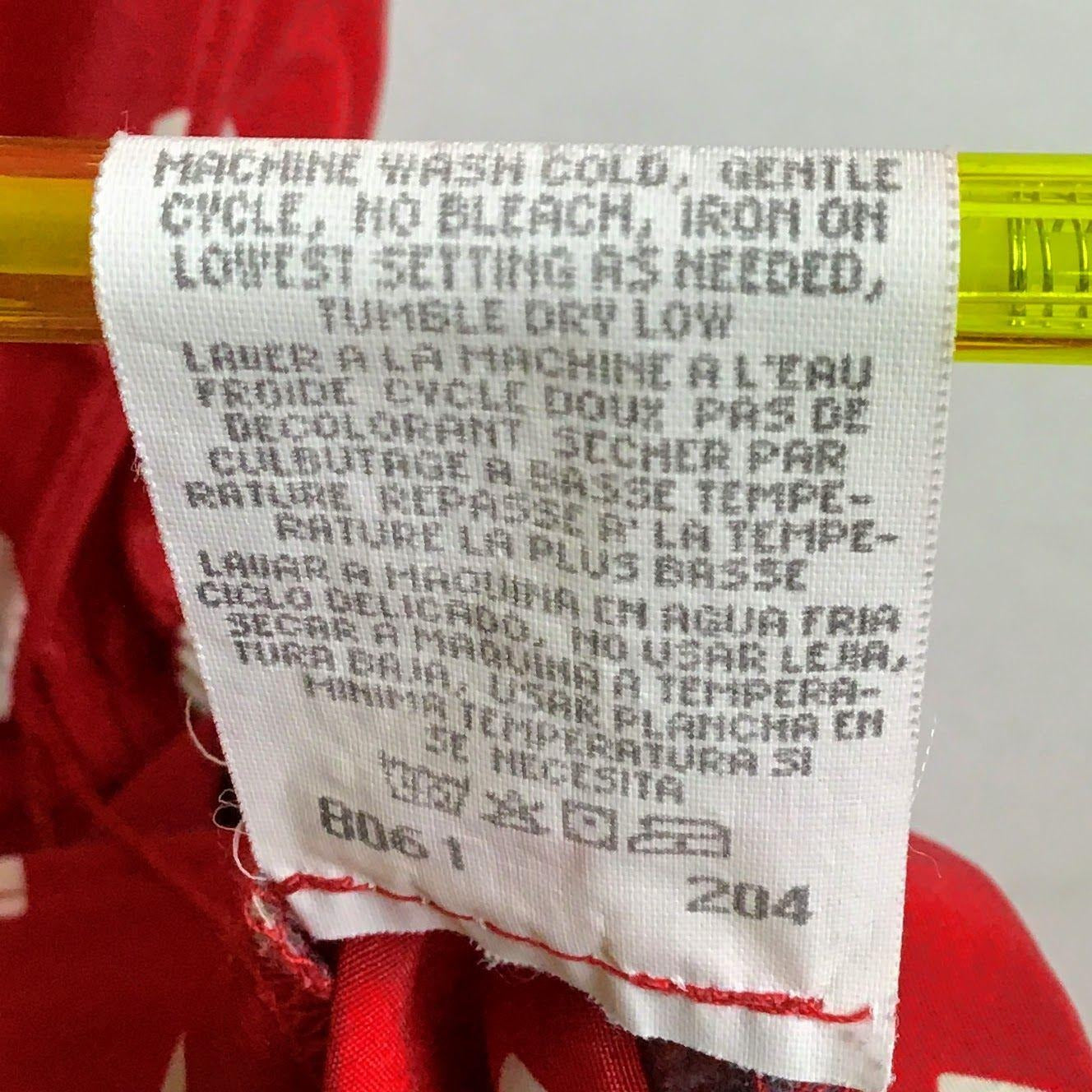 Vtg Leslie Fay Dresses Heart Print Midi Dress 14 Belted Short Sleeve Red 80s