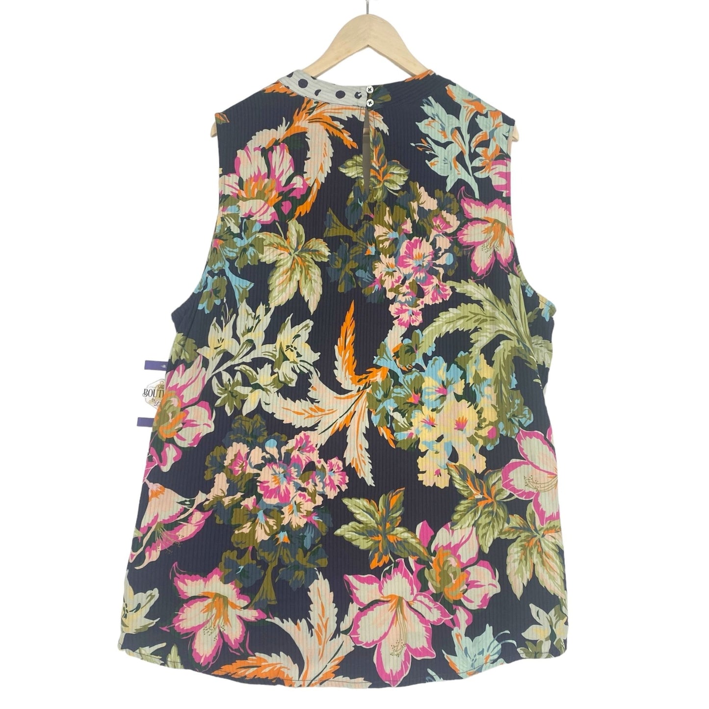 Soft Surroundings Womens 1X Flor De Pluma Floral Blouse Sleeveless Multi-Color