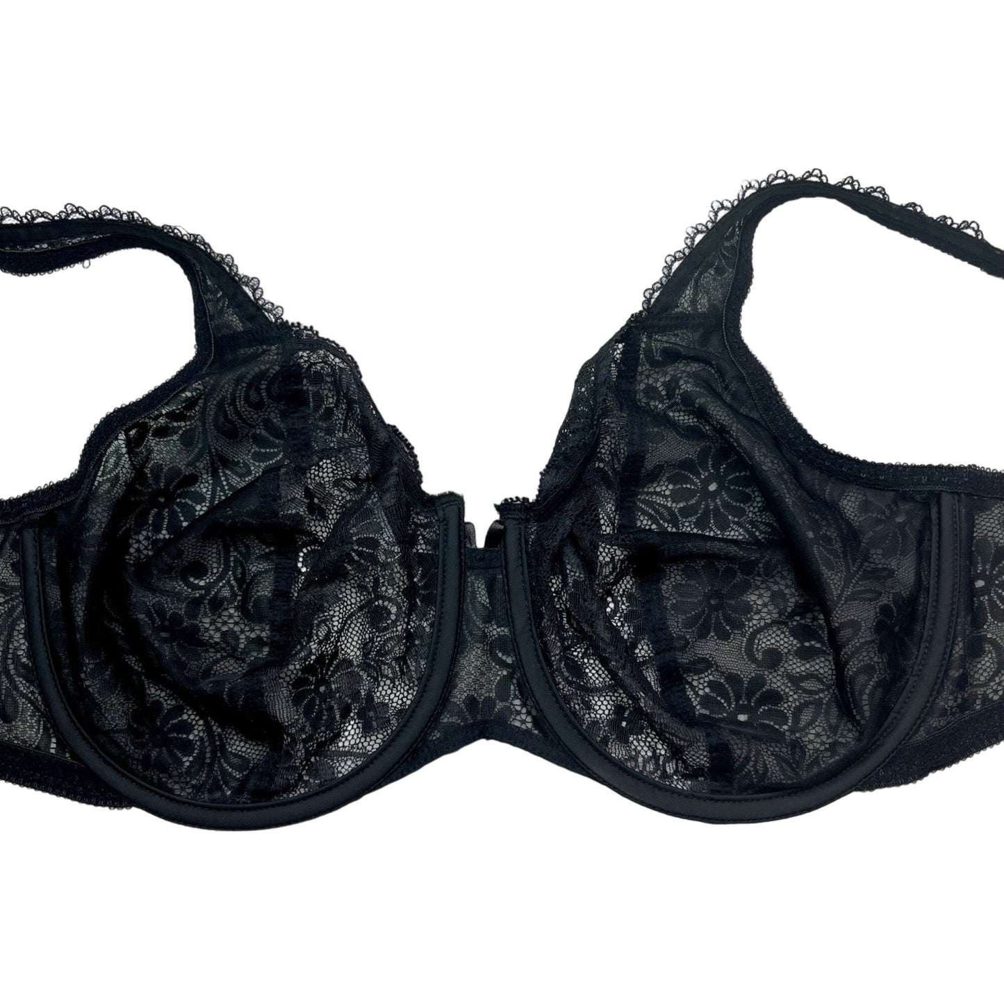 Bali 36DD Black Lace Bra Unlined Underwire Full Coverage Adjustable Straps