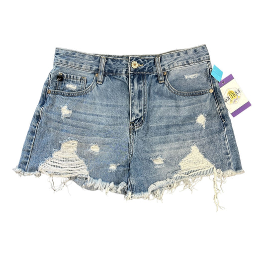 KanCan Womens 5/26 Denim Blue Jean Cut Off Shorts Distressed Medium Wash Pockets