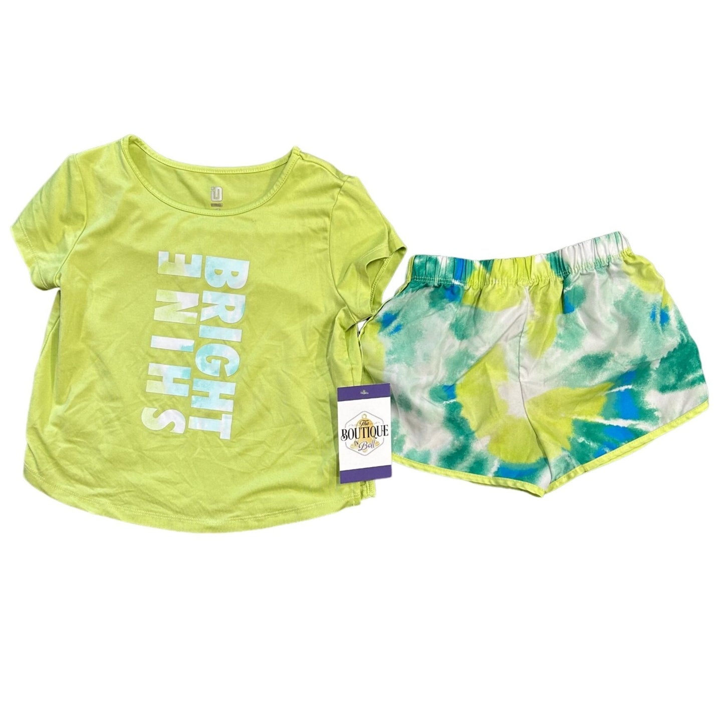 Ideology Toddler Girls 4T TShirt & Elastic Tie Dye Shorts Set "Shine Bright"