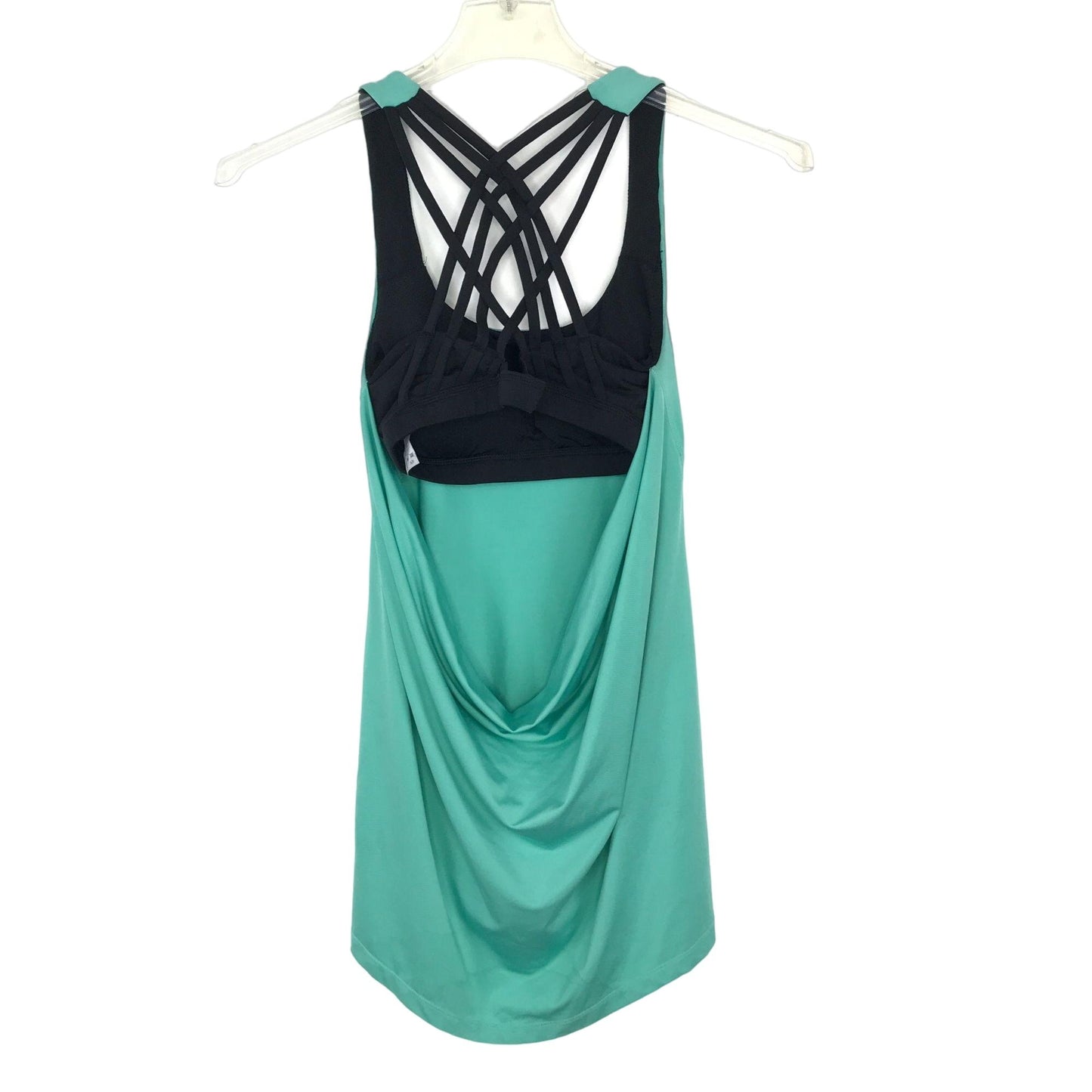 IcyZone S Athletic Tank Top Green Black Strappy Draped Back Athleisure Wear