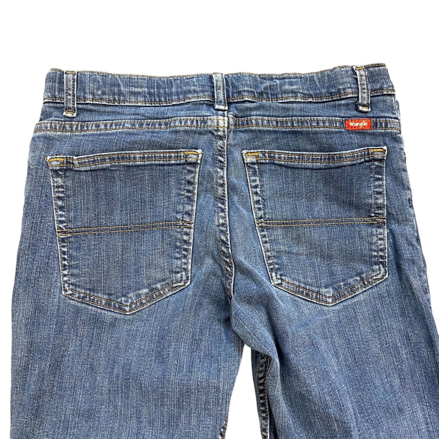 Wrangler Boys Size 16 Husky Blue Jeans Adjustable Waist Straight Stretch Denim