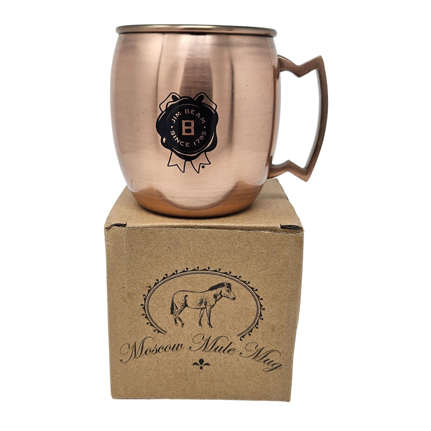 Jim Beam Moscow Mule Mug Copper Metal Mugs Handles Drink Smart Set of 2 NWB