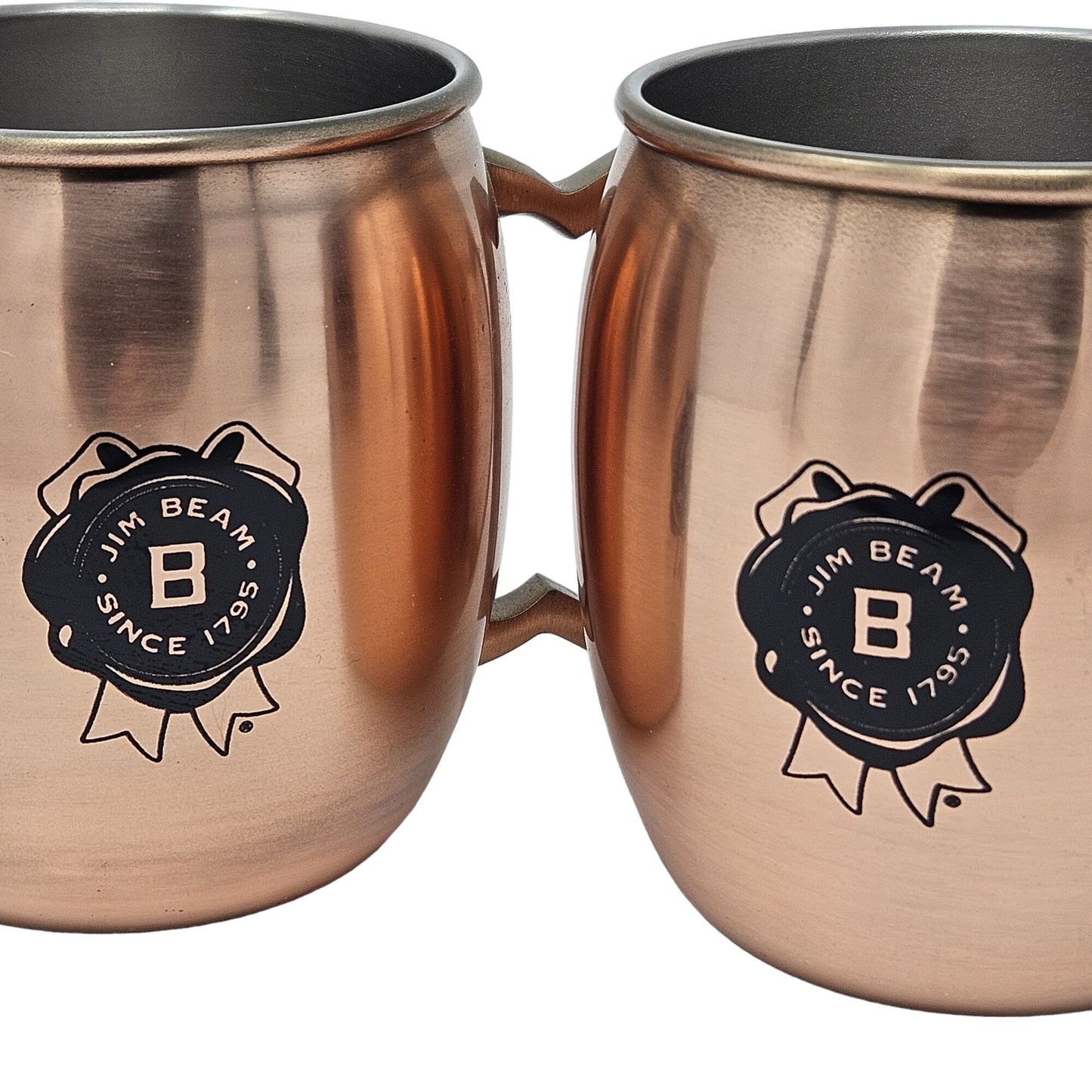 Jim Beam Moscow Mule Mug Copper Metal Mugs Handles Drink Smart Set of 2 NWB