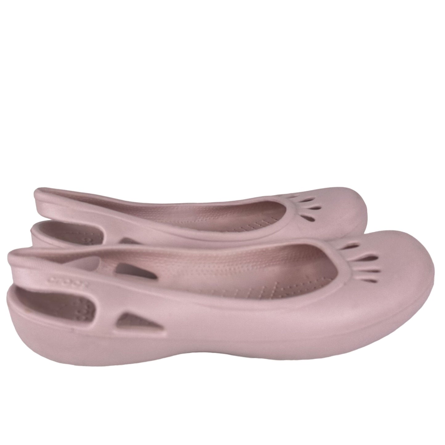 Crocs Malindi size 10 Pink Rubber Flats Slingback Closed Toe Comfort Shoe Sandal