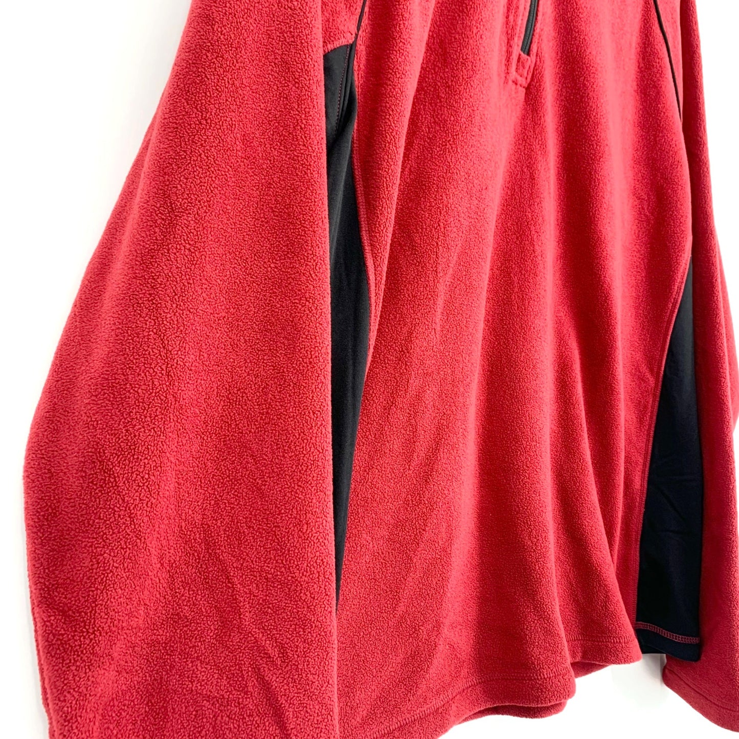 Saks Fifth Avenue XL Red Black Fleece Quarter Zip Pullover Collared Long Sleeve