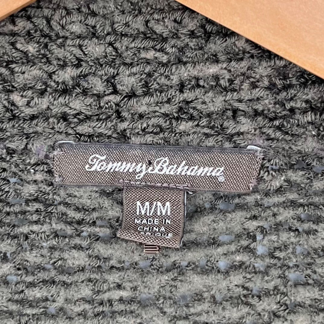 Tommy Bahama M Olive Green Open Front Cardigan Wool Blend Long Sleeve Knitted