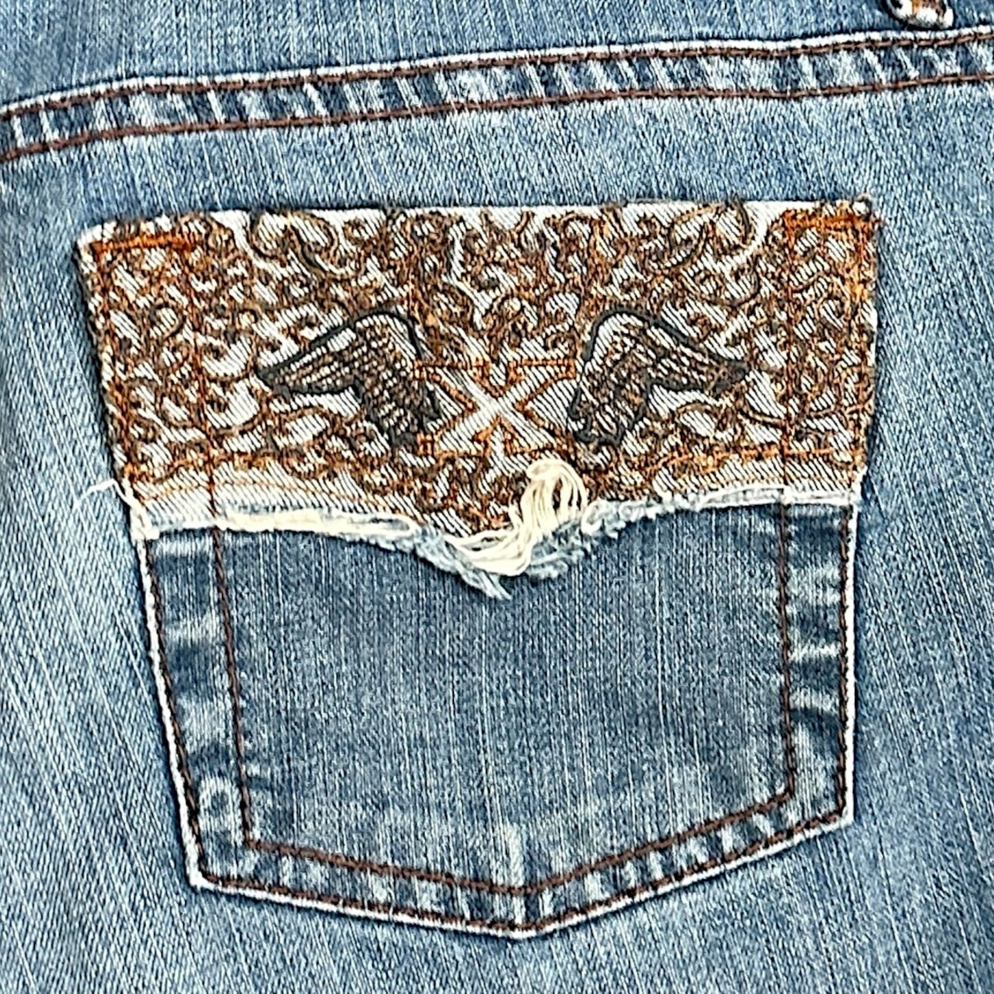 Twenty X Jeans Womens 7/8x34 Houston Lowest Rise Bootcut Embroidered Slim Fit