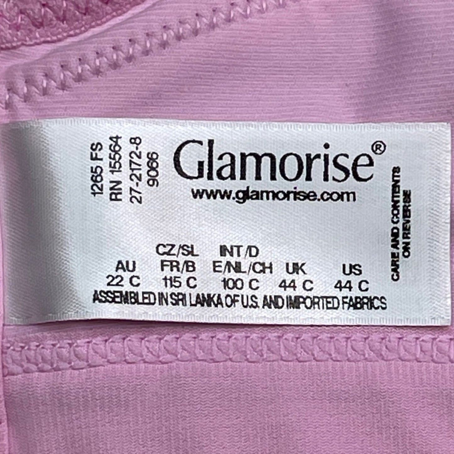 Glamorise 44C Pink Full Coverage Sports Bra Seamless Underwire High Impact