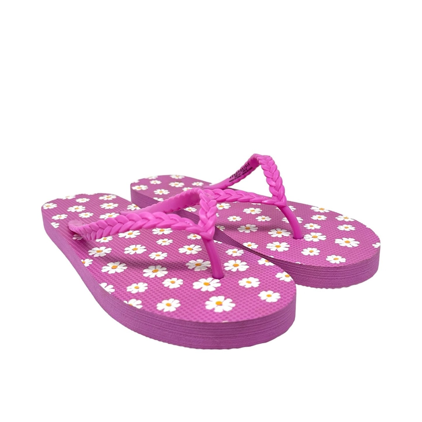 NEW Aeropostale Sandals Flip Flops 7-8 Pink Beach Shoes Floral White Daisy