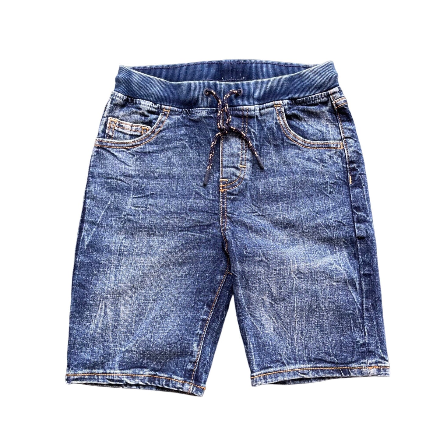 NWT Gymboree Girls M Denim Blue Jean Shorts Elastic Waist Drawstring Dark Wash