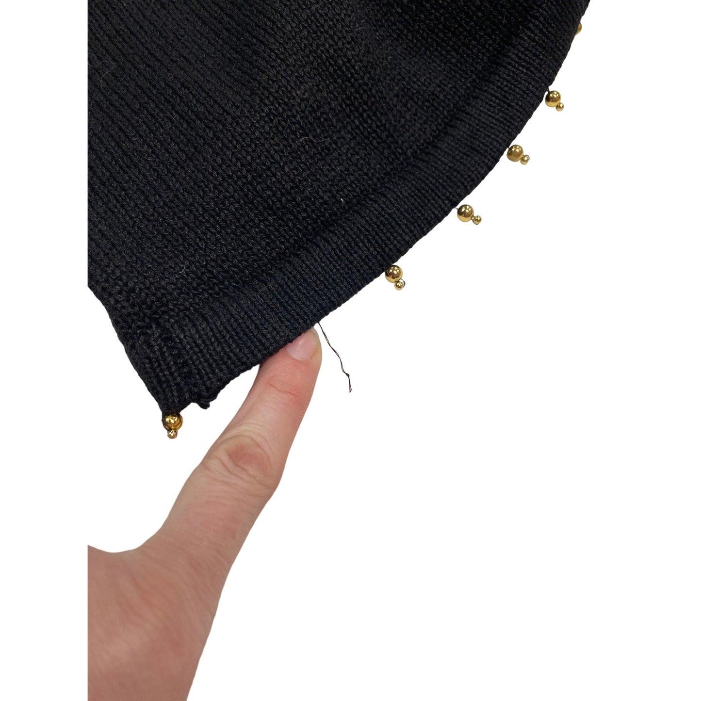 Womens Vtg Christmas Sweater Victoria Jones Black Beaded Tunic Shoulder Pads L