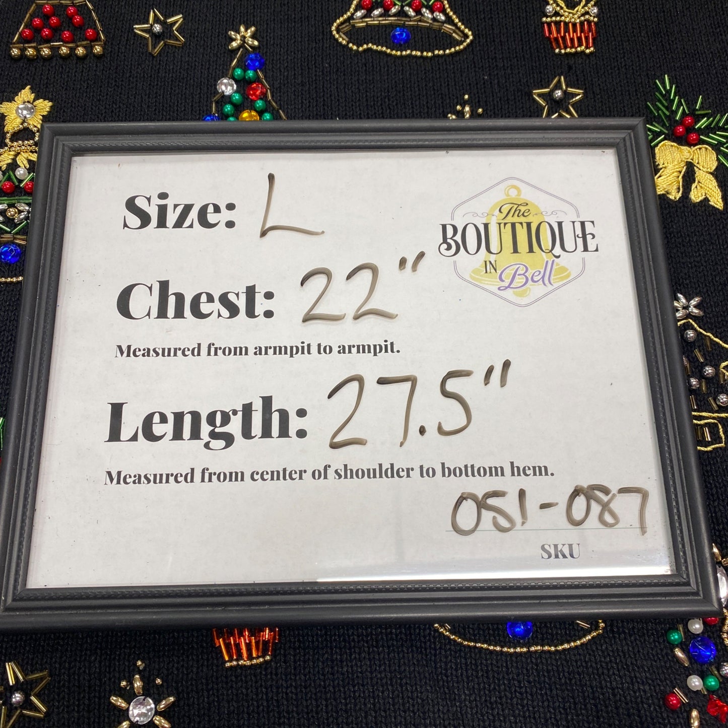 Womens Vtg Christmas Sweater Victoria Jones Black Beaded Tunic Shoulder Pads L