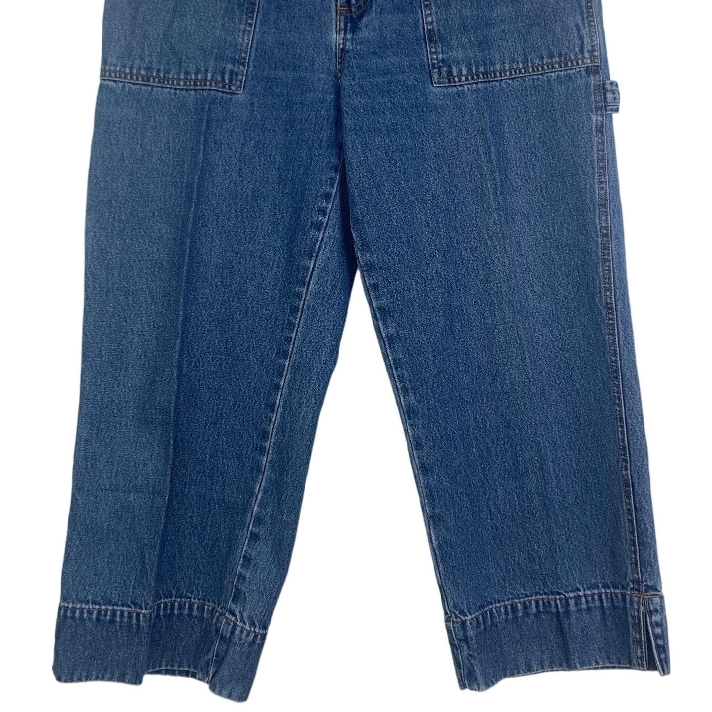 Vintage Bill Blass Cargo Capri Jeans 10 Blue High Waisted Hammer Loop 90s Y2K