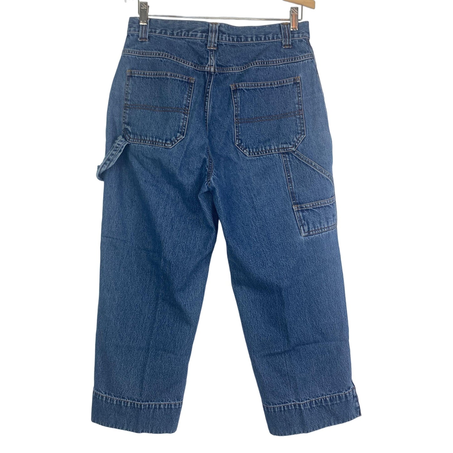Vintage Bill Blass Cargo Capri Jeans 10 Blue High Waisted Hammer Loop 90s Y2K