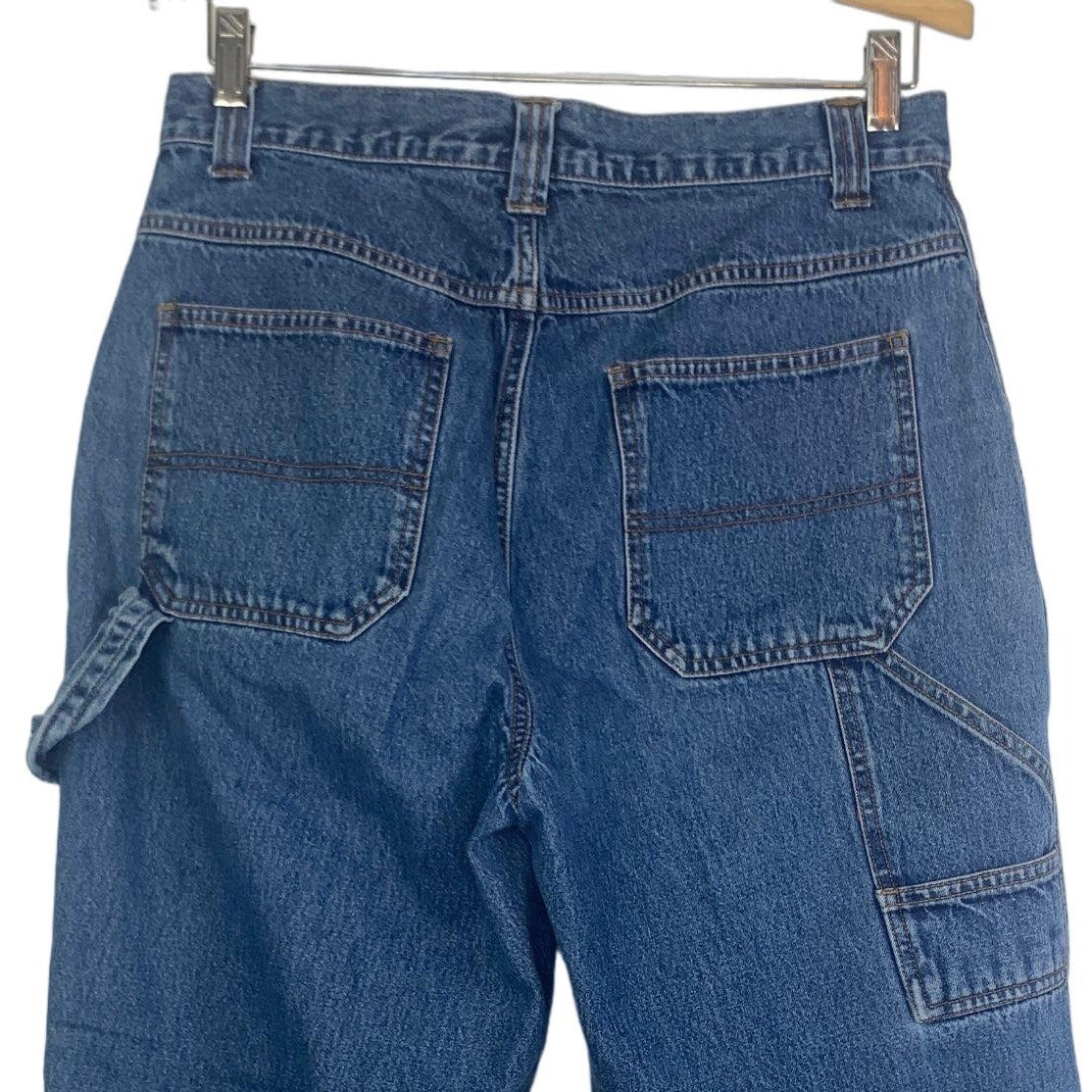 Vintage Bill Blass Cargo Capri Jeans 10 Blue High Waisted Hammer Loop 90s Y2K