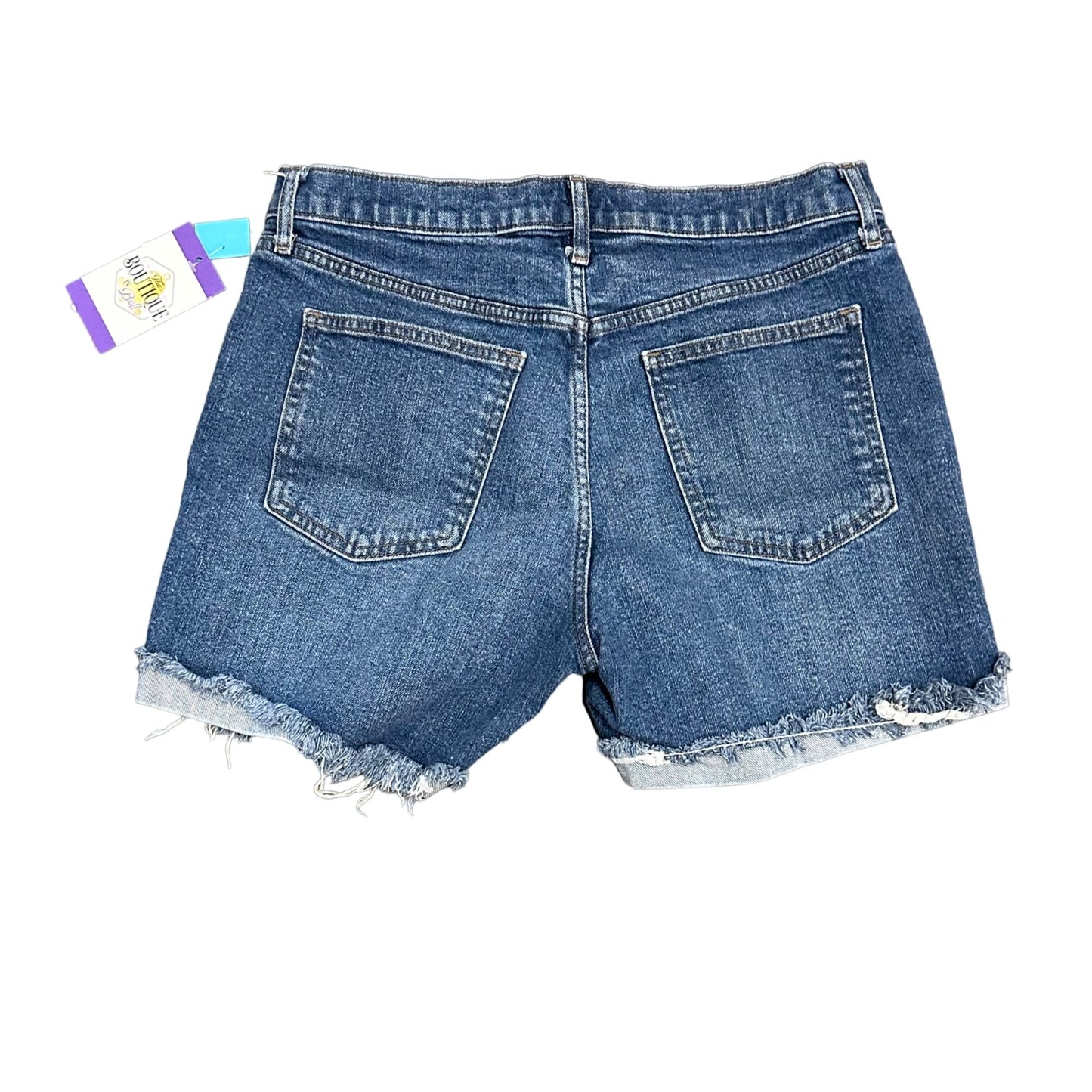 Gap Womens 30 Blue Denim Jean Shorts Cuffed Medium Wash Mid Rise 5" Inseam