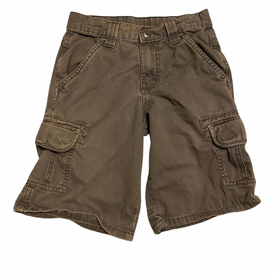 Boys size 8 Cargo Shorts Green Brown Pockets Knee Length - Lot of 2