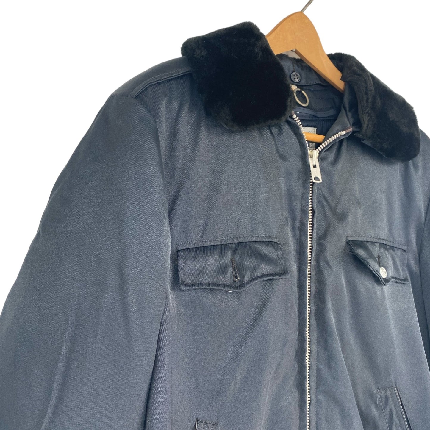 Vintage Tufnyl Blauer Blue 44R Police Jacket Weather Resistant Sherpa Collar