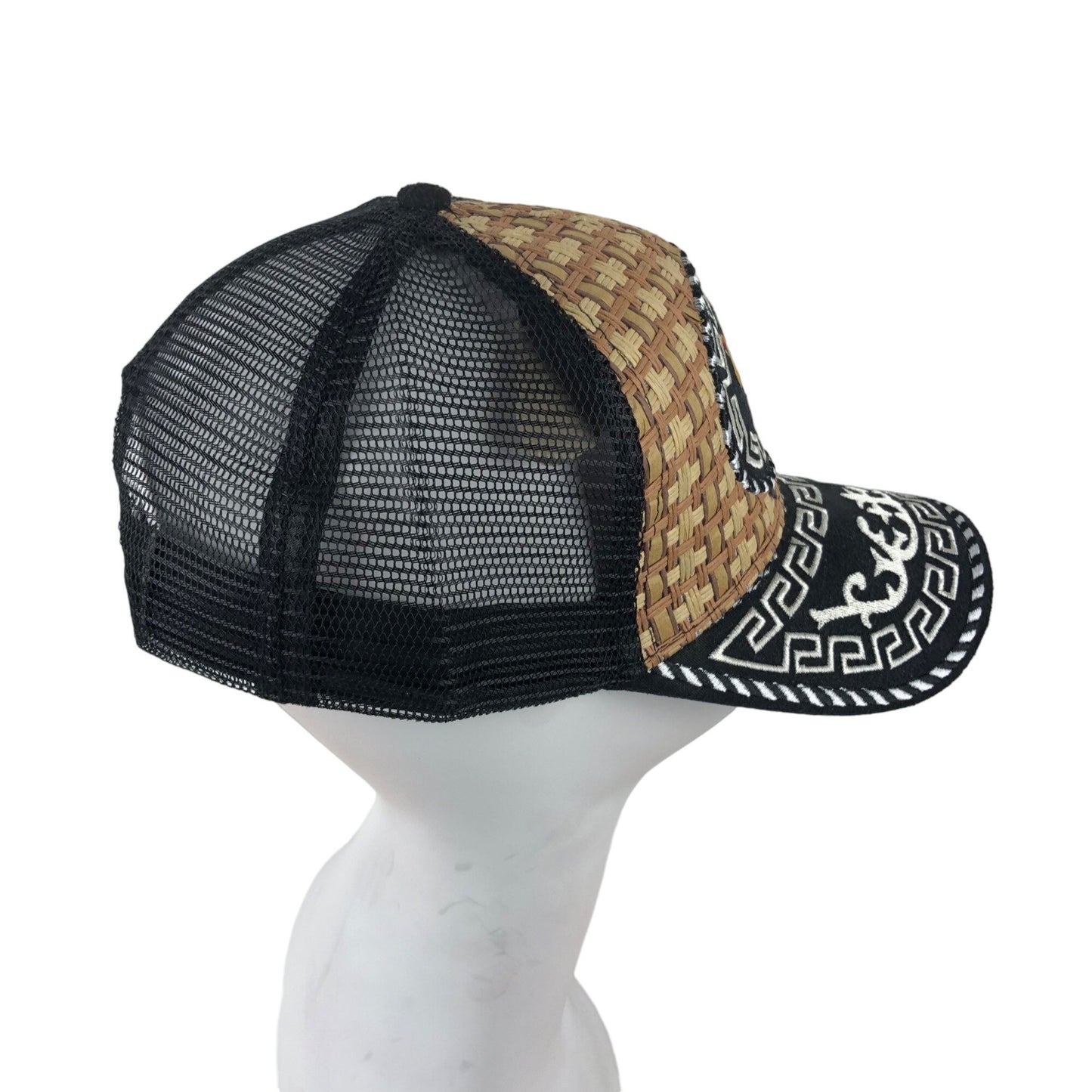 Western Cowboy Style Hat Snapback Trucker Embroidered Rooster Woven Straw Cock