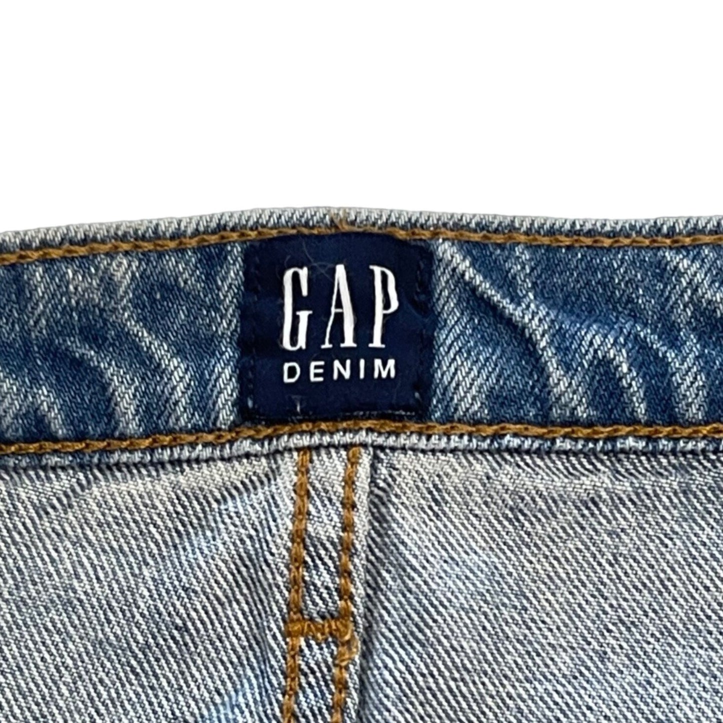 NWT Gap 33 Blue Denim Mini Skirt Bandanna Patches Distressed Raw Hem Cut Off