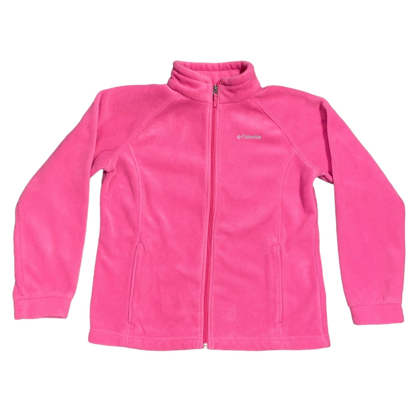 Columbia Girls Youth XL Pink Fleece Jacket Full Zip Pockets Lightweight Name Tag