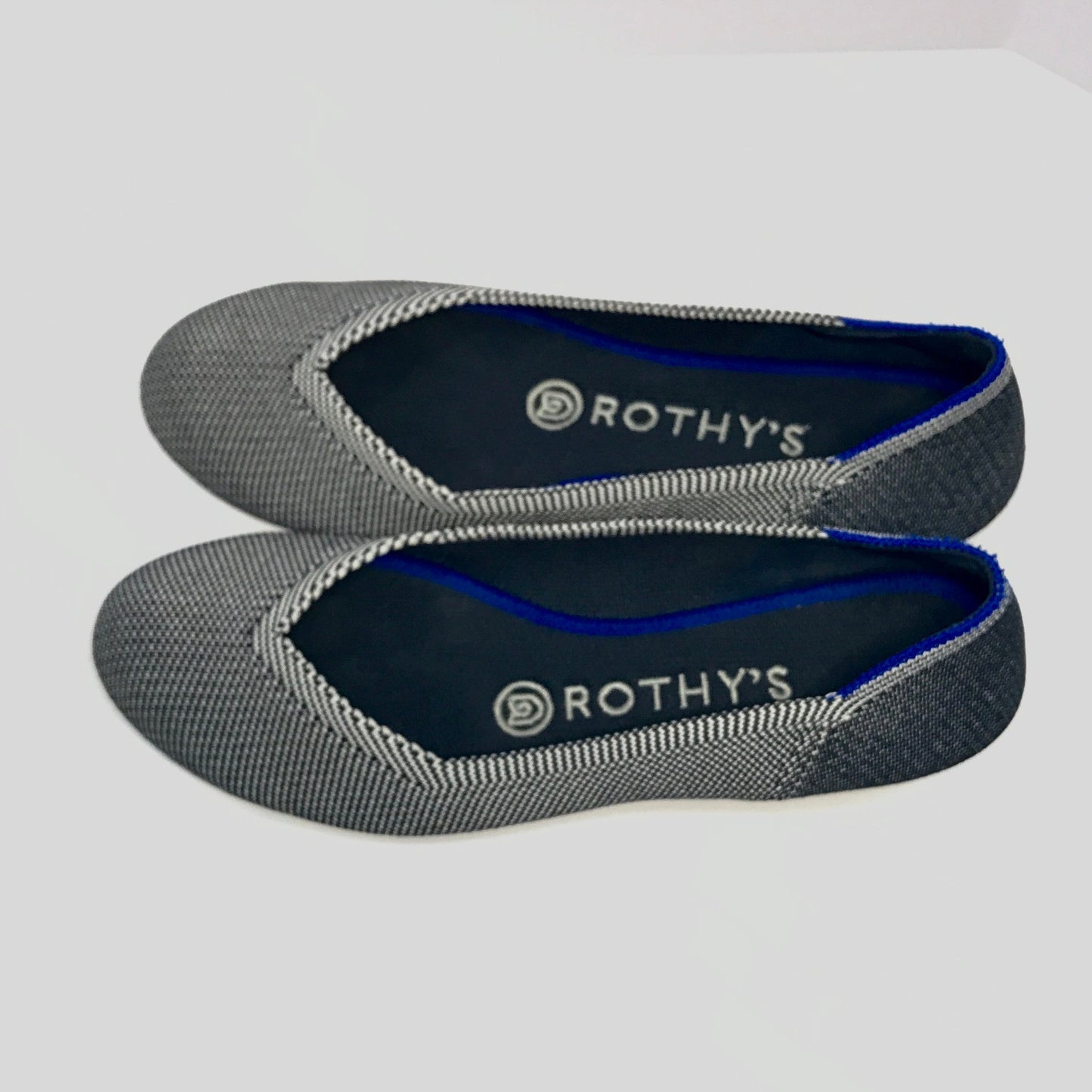 Rothy’s Flat Round Toed Ballet Flats Gray Birds-Eye Pattern